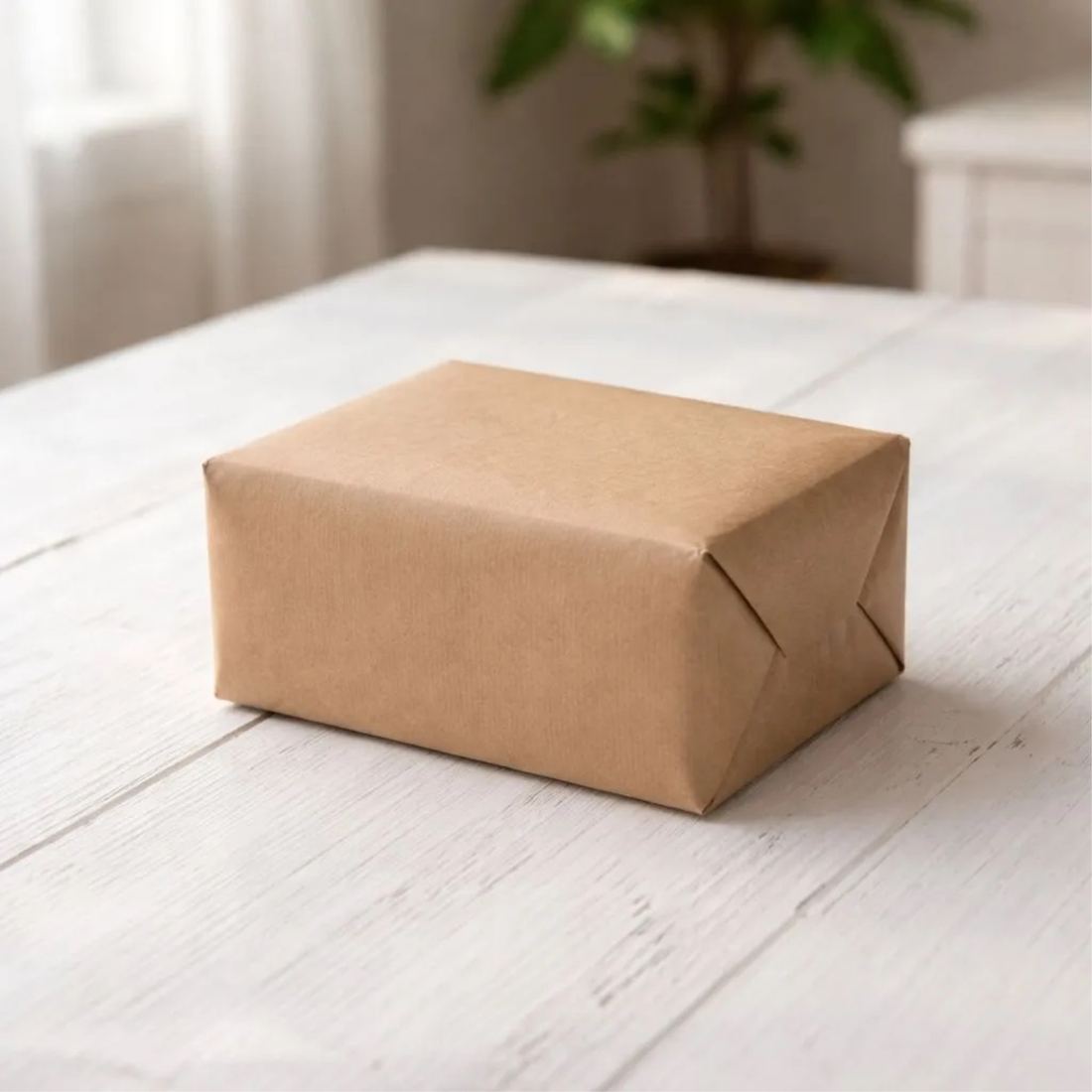 Colis discret en papier kraft, sans aucune mention du contenu